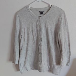 Eddie Bauer 3/4 sleeve cardigan - gray - size L